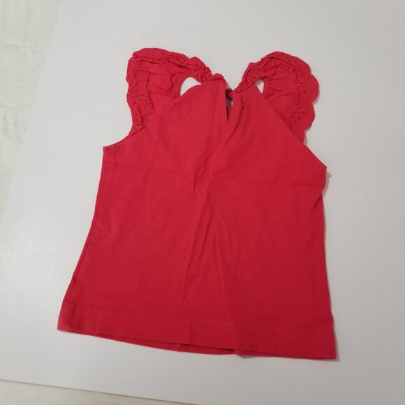 Mayoral little girl Red eyelet detail shoulders tank top size 7 (F18) - Picture 6 of 9